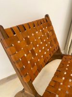 Moroccan Armchair in Nutwood with Brown Leather – Handmade Reclined Lounge Chair - Image 4