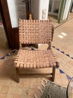 Moroccan Armchair in Nutwood with Natural Leather