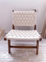 Moroccan Armchair in Nutwood with White Cord – Handwoven Reclined Chair - Image 2