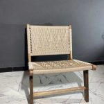 Sillón marroquí de nogal con cuerda – silla reclinable tejida a mano