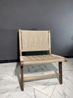 Moroccan Armchair in Nutwood with Cord – Handwoven Reclined Chair
