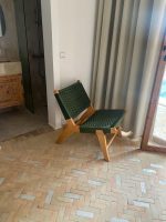 Moroccan Armchair in Nutwood with Green Cord – Handwoven Reclined Chair - Image 4