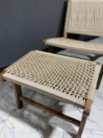 Moroccan Nutwood Armchair & Ottoman Set with Cord - Image 3