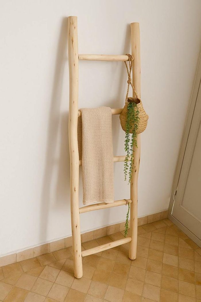 Decorative Wooden Ladder for Towel Storage - Image 2