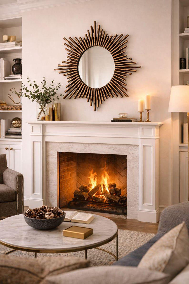 il_794xN.7515651588_e1t2 (1) Moroccan Wooden Mirror – Round Handwoven Frame - Image 1