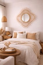 Moroccan Wooden Mirror with Cord – Round Handwoven Frame