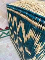 Moroccan Woven Pouf – Green & Yellow - Image 3