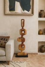 Abstract Walnut Wood Totem – Handmade Wooden Sculpture