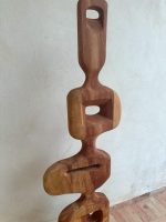 Abstract Walnut Wood Totem – Handmade Wooden Sculpture - Image 6