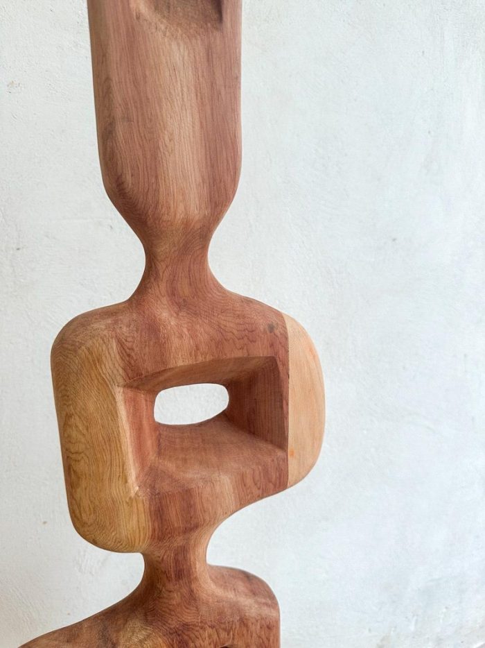 Abstract Walnut Wood Totem – Handmade Wooden Sculpture - Image 3