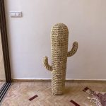 Doum cactus in woven straw on stand
