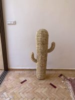 Doum cactus in woven straw on stand