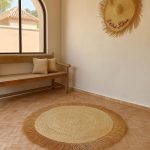 Round Rafia Rug, Woven Straw Natural Fiber Rug