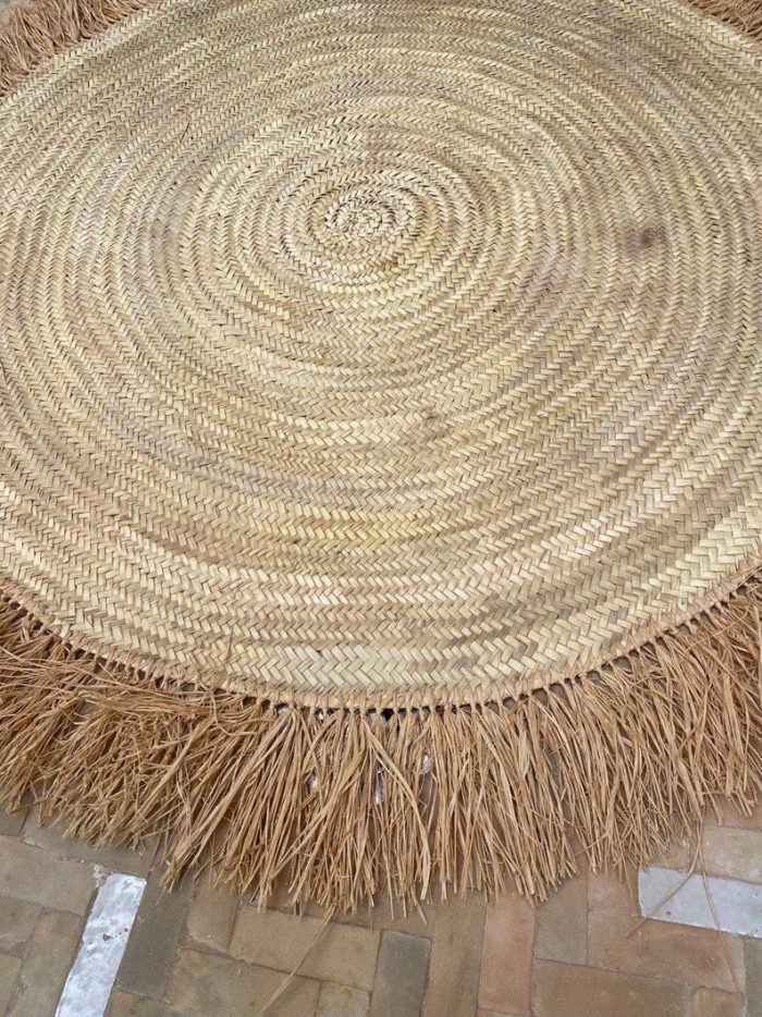 Round Rafia Rug, Woven Straw Natural Fiber Rug - Image 7