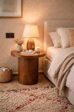 Ronde Bijzettafel van Walnotenhout