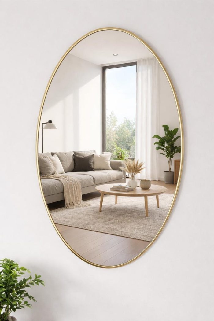 Oval Handmade Brass Wall Mirror - Antique Finish - Image 3