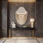 Antique Brass Curved Wall Mirror - Elegant Statement Mirror - Image 3