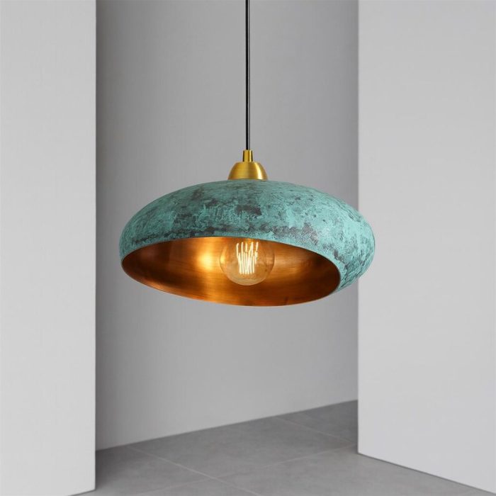 Handcrafted Aged Copper Dome Pendant - Image 3