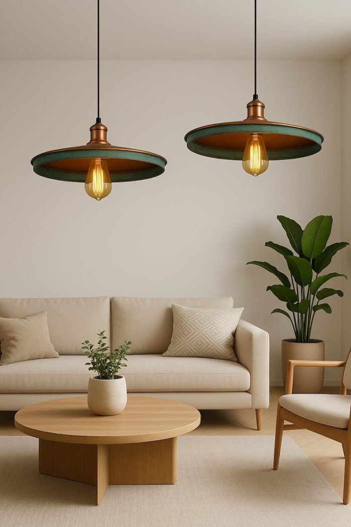 Handcrafted Aged Copper Dome Pendant - Image 2