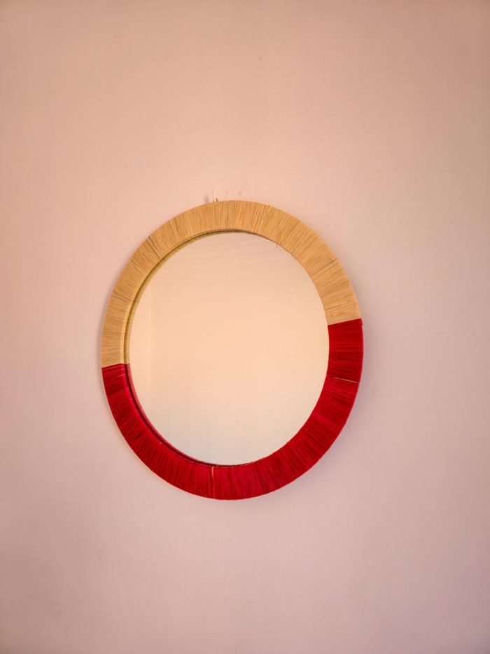 Moroccan Raffia Mirror – Round Handwoven Wall Mirror - Image 4
