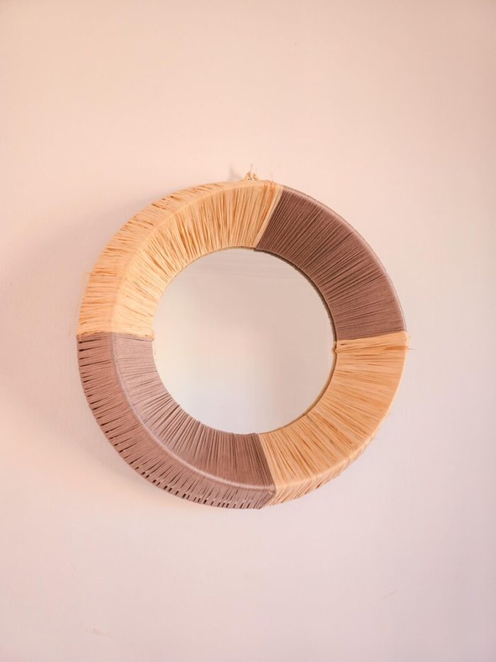 Moroccan Raffia Cord Mirror – Round Handwoven Wall Mirror - Image 4