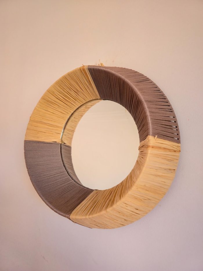 Moroccan Raffia Cord Mirror – Round Handwoven Wall Mirror - Image 2