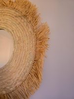Moroccan Round Raffia Cord Mirror - Handwoven Wall Mirror - Image 2