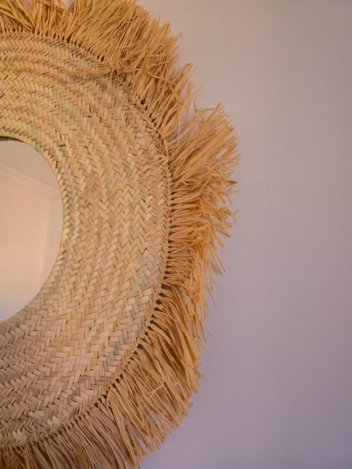 Moroccan Round Raffia Cord Mirror - Handwoven Wall Mirror - Image 2