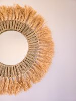 Moroccan Raffia Cord Round Mirror - Artisan Handwoven Decor - Image 2