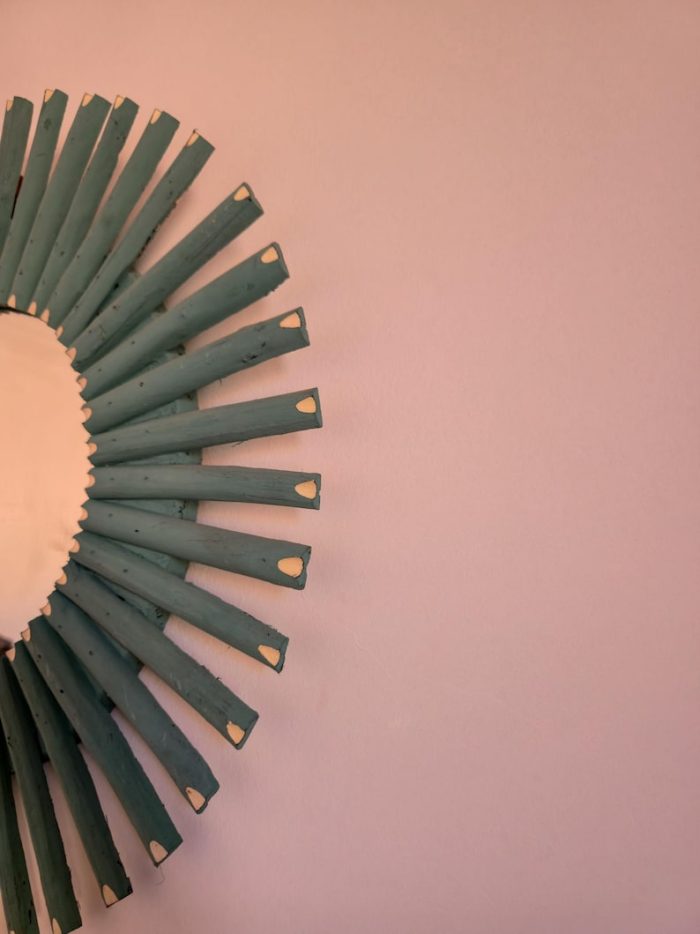 Moroccan Wooden Mirror – Round Handwoven Raffia Frame - Image 6