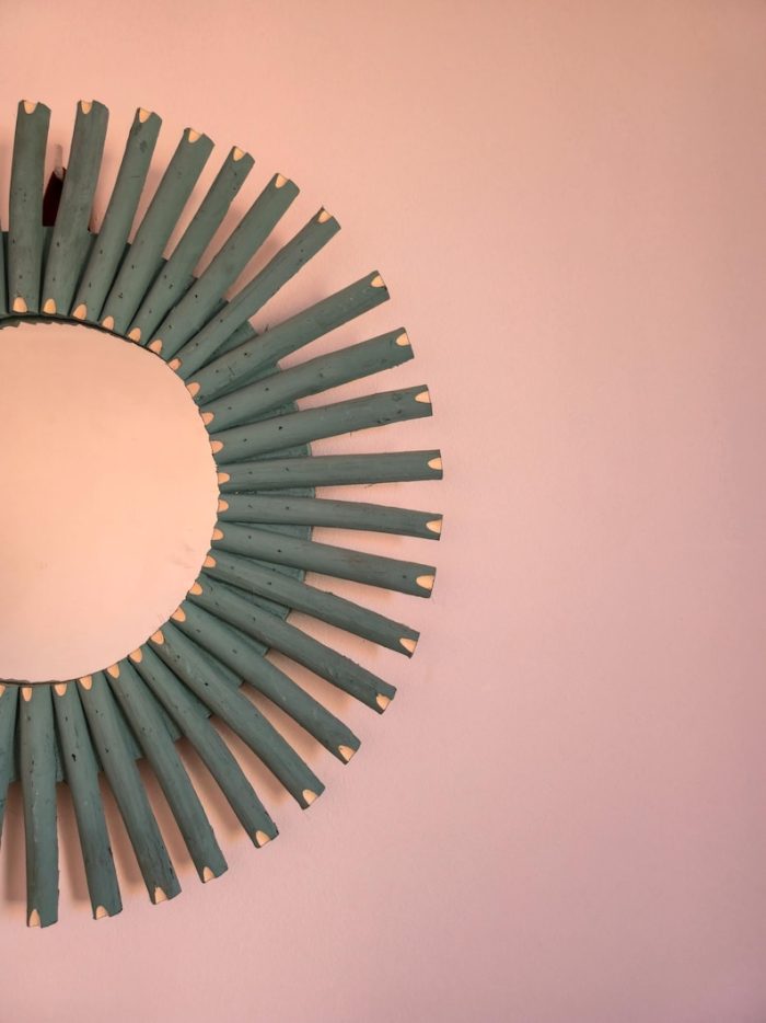 Moroccan Wooden Mirror – Round Handwoven Raffia Frame - Image 3