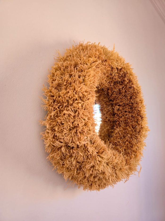 Moroccan Raffia Mirror – Round Handwoven Wall Mirror - Image 2
