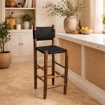 Set of Moroccan Boho Bar Stools with Black Rope - Handmade