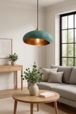 Handcrafted Aged Copper Dome Pendant