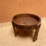 Mesa de centro marroquí redonda de madera