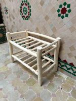 Handcrafted Wooden Shoe Rack – Two-Tier Natural Wood Organizer - Image 5