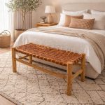 Handgemaakte Marokkaanse bank met bruin leer