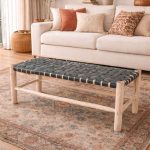 Handgemaakte Marokkaanse bank met zwart leer