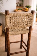 Moroccan Handwoven Bar Stool with Palm Leaf Rope - Handmade - Image 3