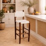 Moroccan Boho Bar Stools with White Rope Weave - Handmade Set