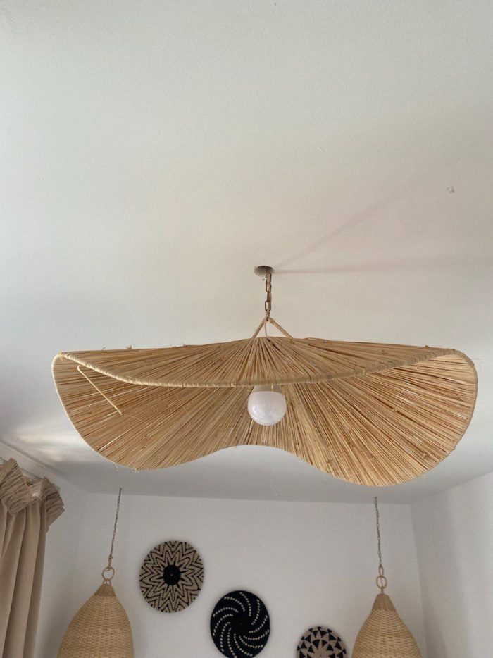 Handcrafted Raffia Pendant Light – Moroccan Parasol Lampshade - Image 6
