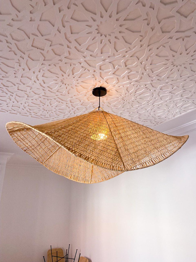 il_794xN.7530880333_1o5d Handcrafted Raffia Pendant Light – Moroccan Parasol Lampshade - Image 1