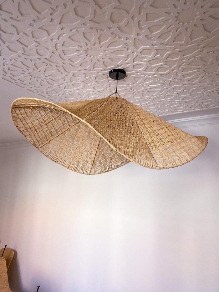 Handcrafted Raffia Pendant Light – Moroccan Parasol Lampshade - Image 8