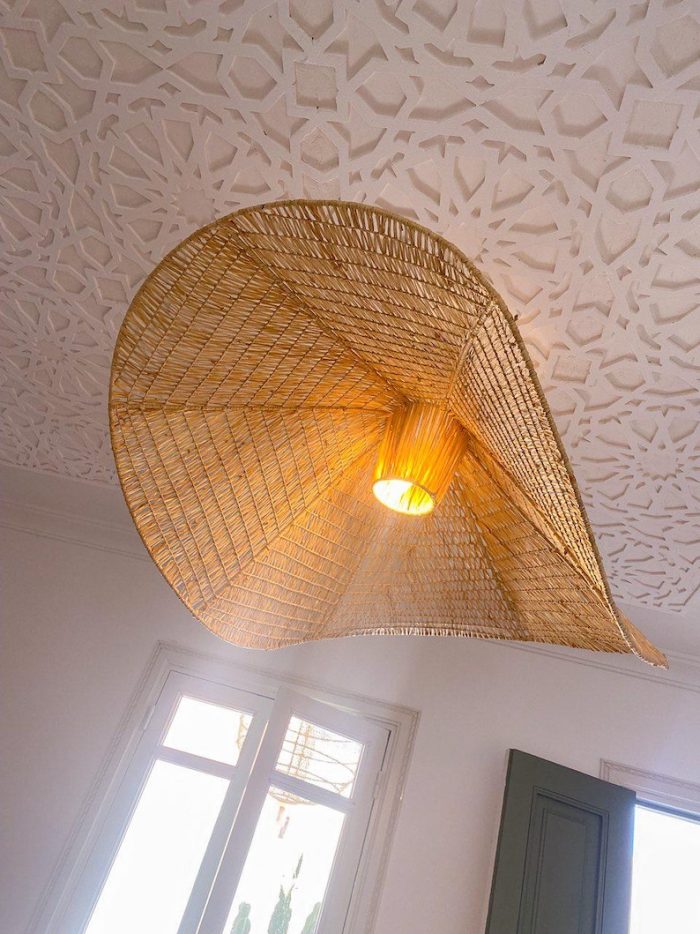 Handcrafted Raffia Pendant Light – Moroccan Parasol Lampshade - Image 5