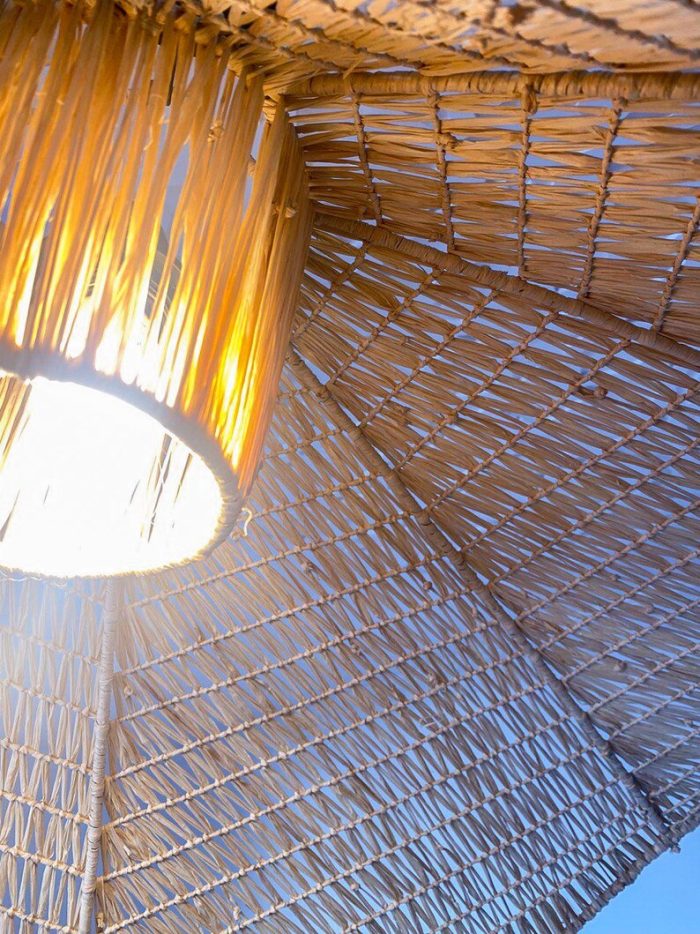 Handcrafted Raffia Pendant Light – Moroccan Parasol Lampshade - Image 6