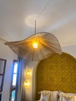 Handcrafted Raffia Pendant Light – Moroccan Parasol Lampshade - Image 2