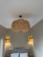 Handwoven Raffia Pendant Light – Round Natural Ceiling Lamp - Image 4