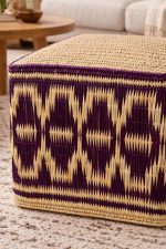 Moroccan Woven Pouf - Red - Image 3
