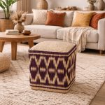 Moroccan Woven Pouf - Red