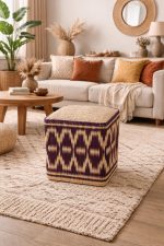 Moroccan Woven Pouf - Red